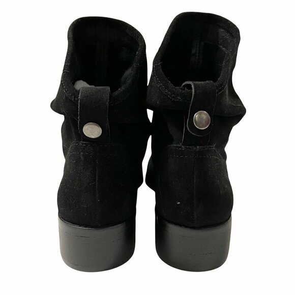 Lucky Brand Women's EUC Black Suede Lollin Angled Slouch Stacked Booties Sz 7.5 - Picture 6 of 9